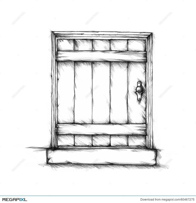 sketch hand drawn old wooden door with porch and railing vector  illustration Stock Vector Image  Art  Alamy