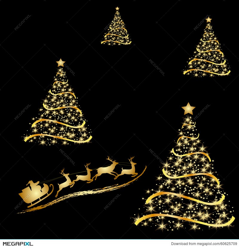 Download Abstract Golden Christmas Tree On Black Background Illustration 60625709 Megapixl PSD Mockup Templates