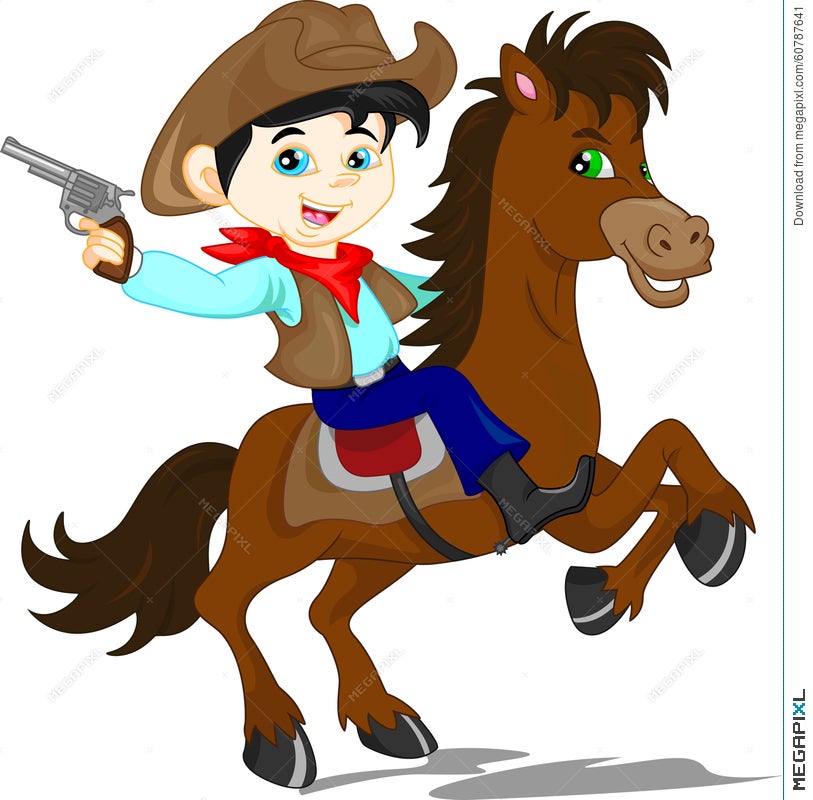 Cute Cowboy Kid Cartoon Illustration 60787641 - Megapixl