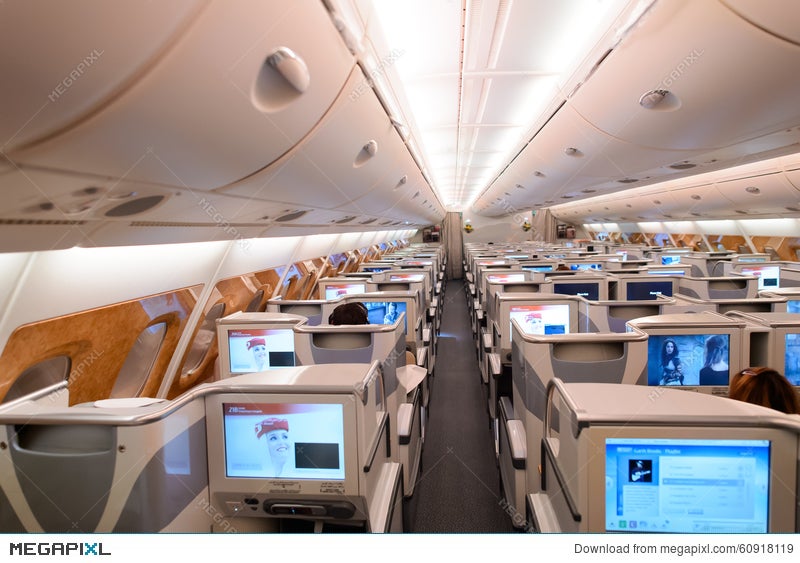 Emirates Airbus A380 Business Class Interior Stock Photo