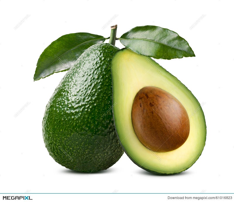 Whole Avocado Leaves Cut Half 2 Isolated On White Background Stock Photo Megapixl