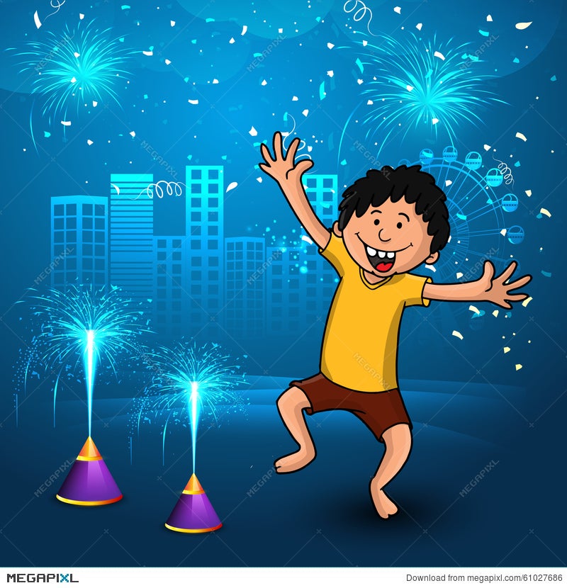 Cute Boy For Happy Diwali Celebration. Illustration 61027686 - Megapixl