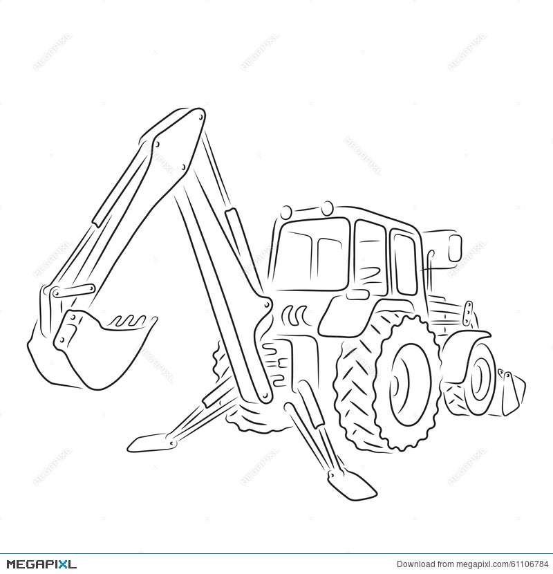 How to Draw a Backhoe Loader  10 Minutes of Quality Time