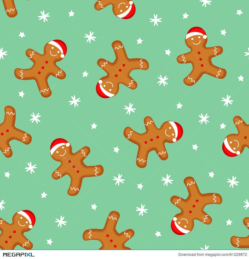 Gingerbread Man Seamless Pattern. Cute Vector Background For New Year's  Day, Christmas, Winter Holiday Illustration 61229872 - Megapixl