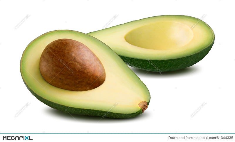 Horizontal Avocado Cut Half Isolated On White Background Stock Photo Megapixl