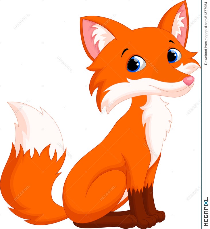 Cute Fox Cartoon Illustration 61377954 - Megapixl