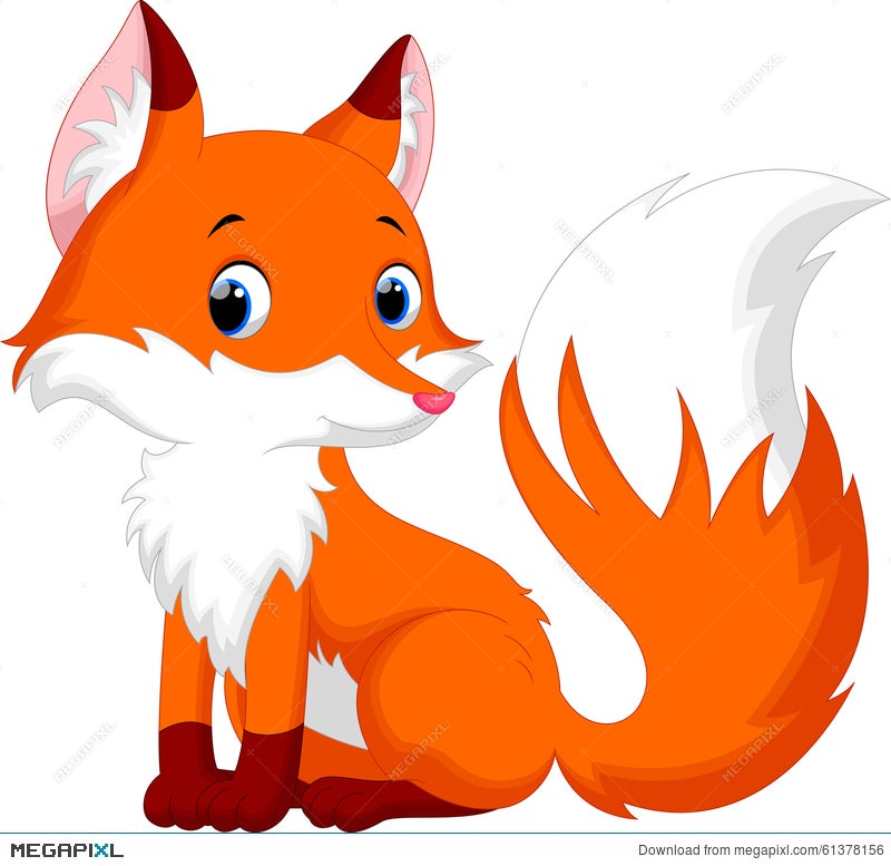 Cute Fox Cartoon Illustration 61378156 - Megapixl