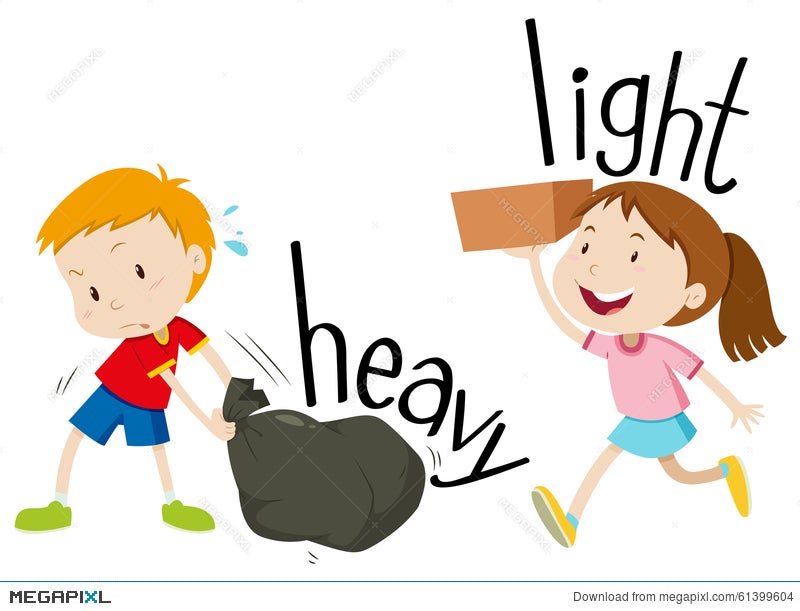 Opposite Adjectives Heavy And Light Illustration 61399604 Megapixl