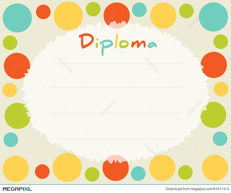 Preschool Elementary School. Kids Diploma Certificate Background  Illustration 61611412 - Megapixl
