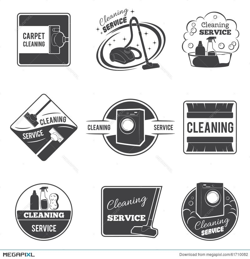 Vintage Cleaning Service Vector Logos Emblems Illustration