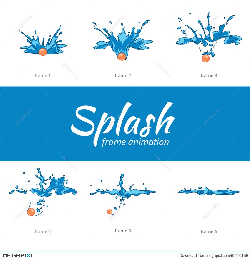 Animation Water Splash Frames In Cartoon Style Illustration 61710159 -  Megapixl