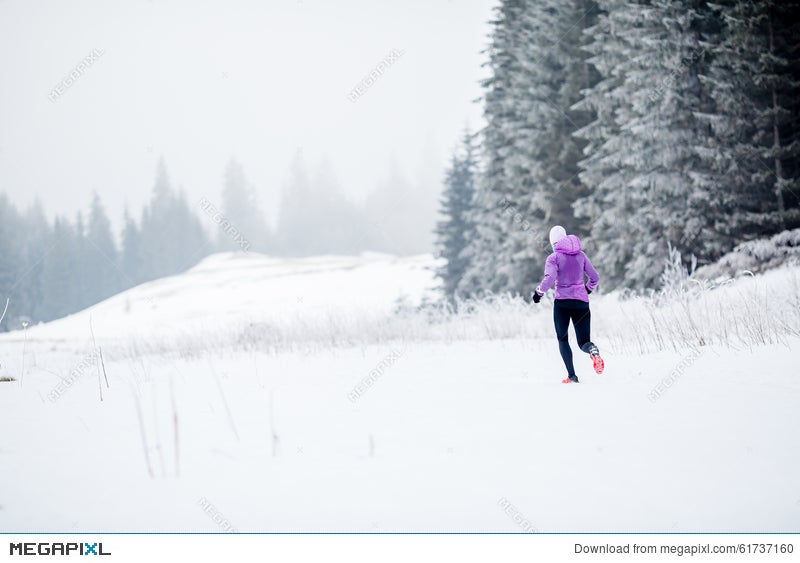 Winter Running Woman Jogging Inspiration And Motivation Stock Photo Megapixl