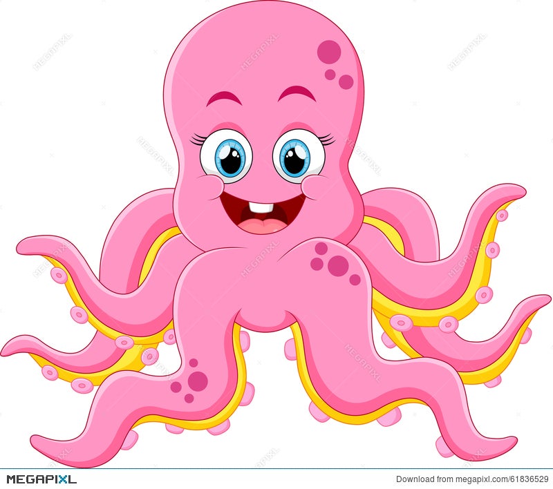 Cute Octopus Cartoon Illustration 61836529 - Megapixl