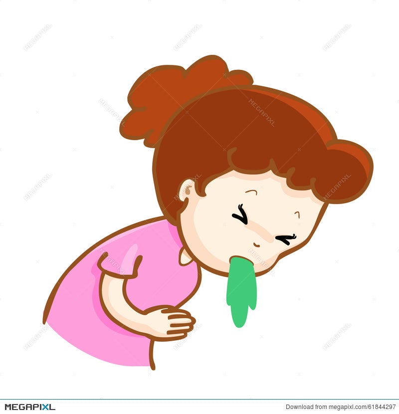Ill Woman Vomiting Cartoon Illustration 61844297 - Megapixl