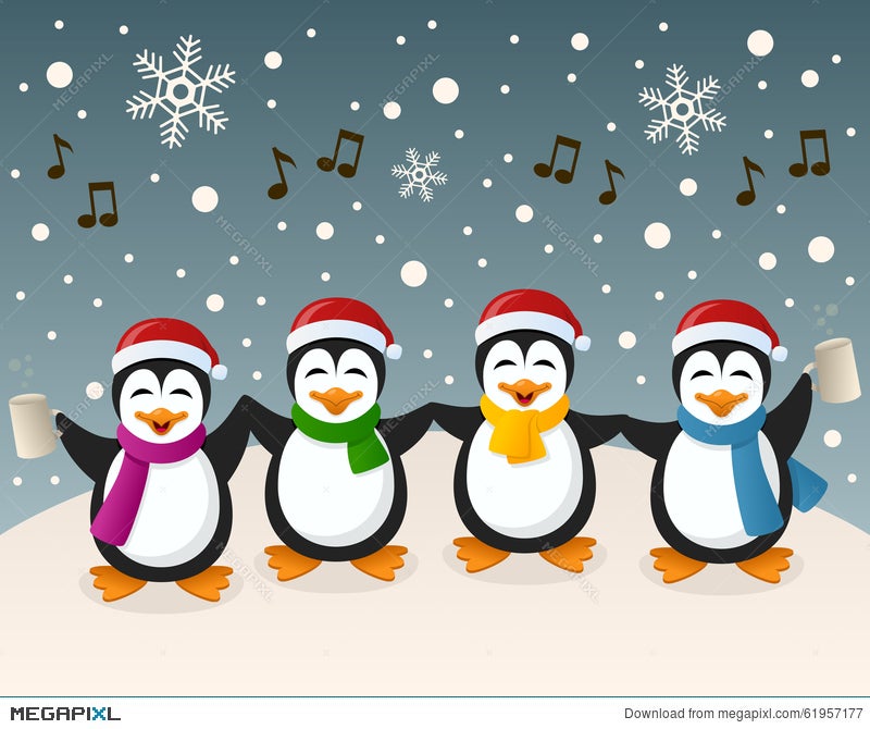 singing winter animals clipart