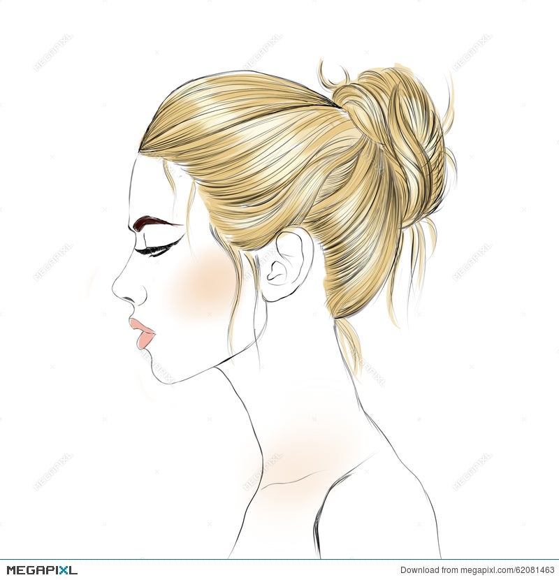 Girl with Hair Bun Hand Draw Vector Illustration Isolated on White  Background Stock Vector  Illustration of beauty attractive 181410467