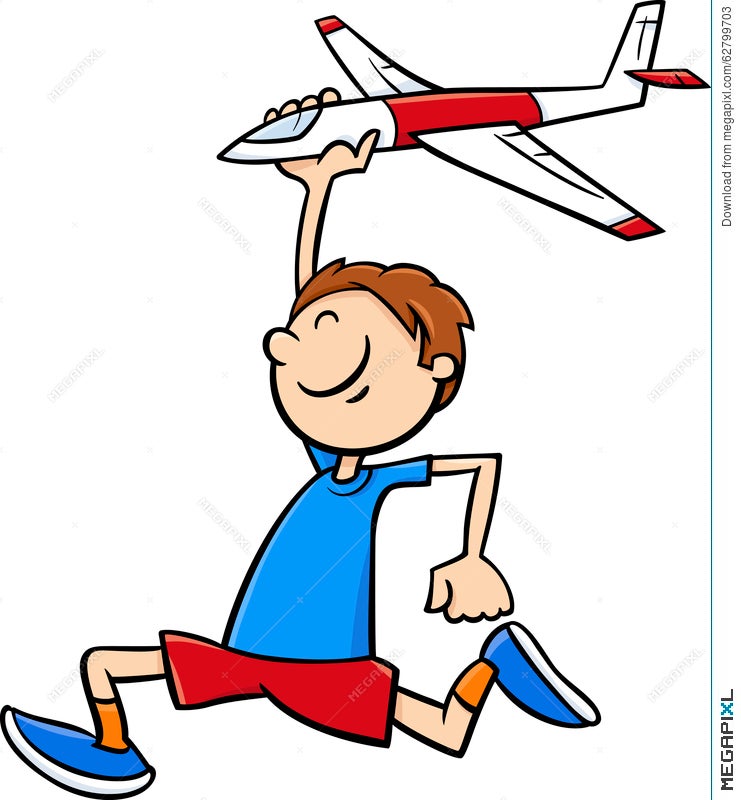 Boy With Toy Plane Cartoon Illustration 62799703 - Megapixl Boy With Toy Plane Cartoon Illustration 62799703 - Megapixl