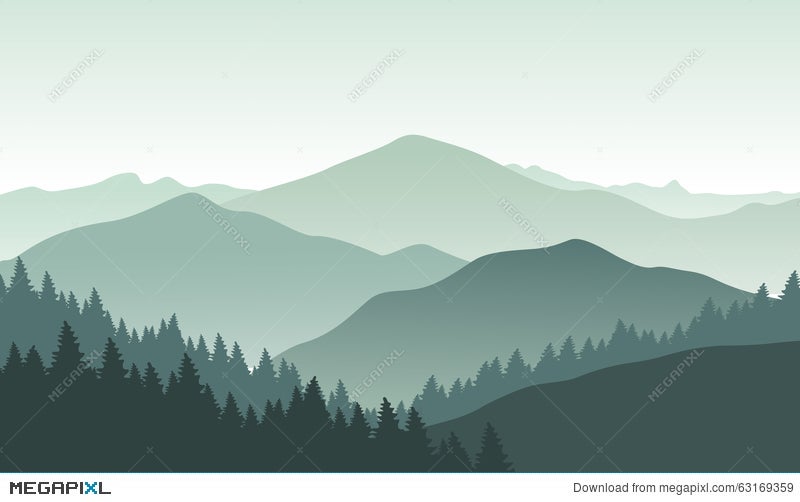 Grey Foggy Mountain Landscape Illustration 63169359 Megapixl