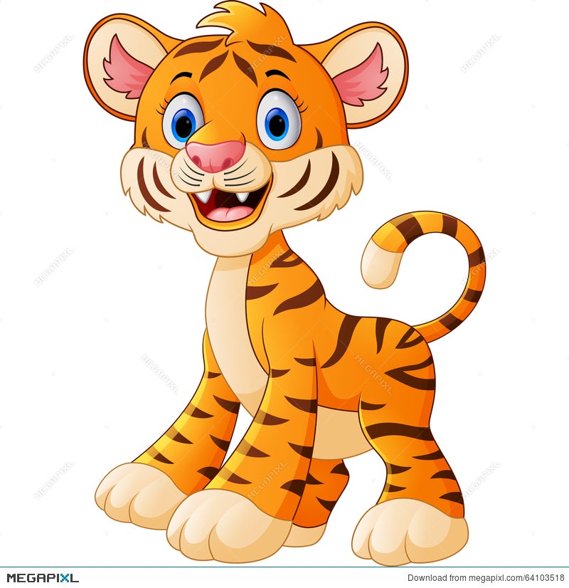 Cute Baby Tiger Cartoon Illustration 64103518 - Megapixl