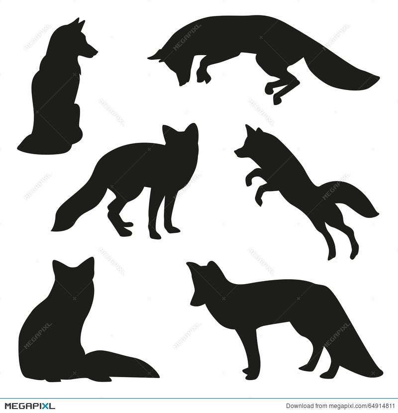 Fox Silhouette Set Illustration Megapixl