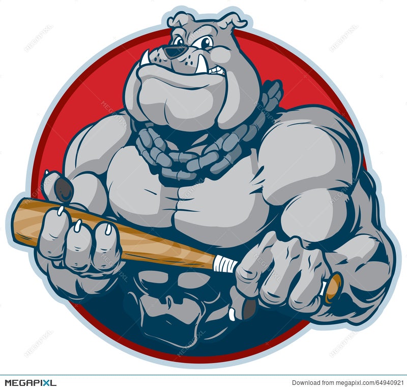 Muscular Bulldog With Bat Mascot Vector Illustration Illustration