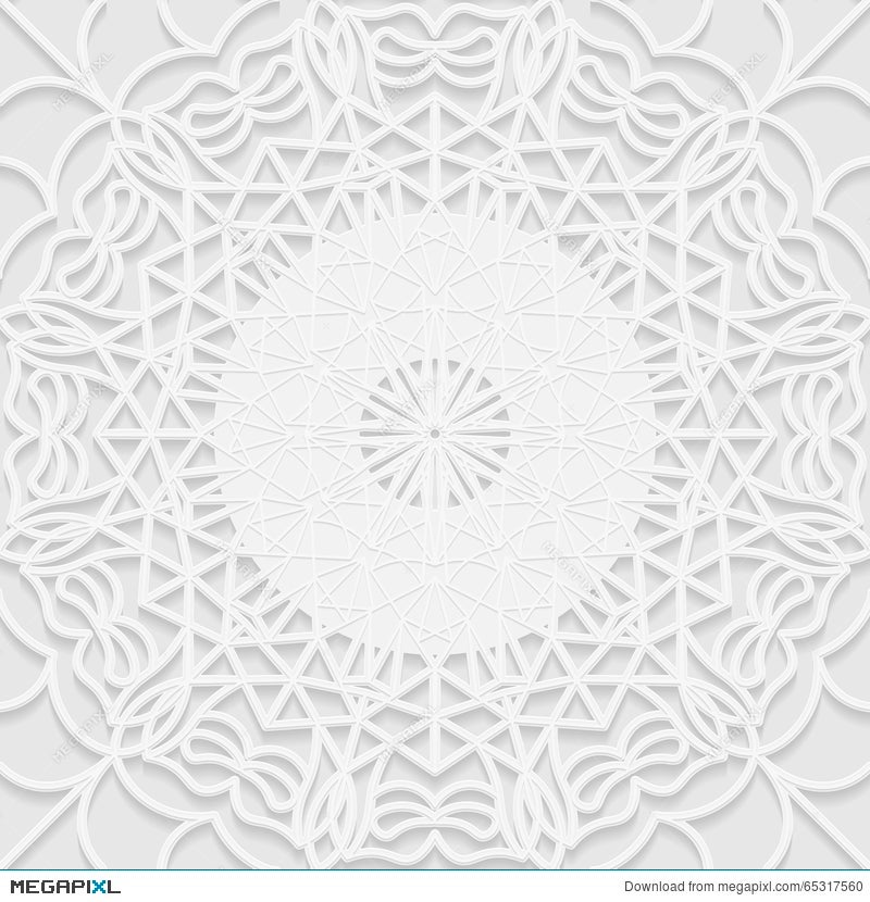 Seamless White 3D Pattern, Arabic Motif, Mandala Background Illustration  65317560 - Megapixl