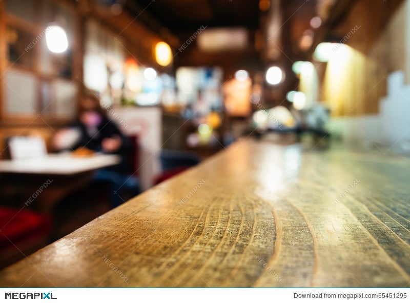 Table Top Counter Bar Restaurant Background With People Stock Photo Megapixl