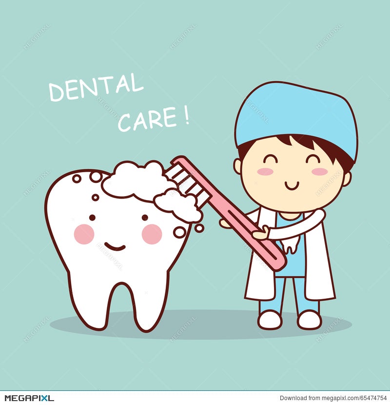 Cute Cartoon Dentist Brush Tooth Illustration 65474754 - Megapixl