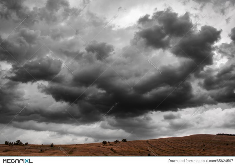 Dramatic Thunder Storm Clouds Background Nature Landscape Stock Photo Megapixl