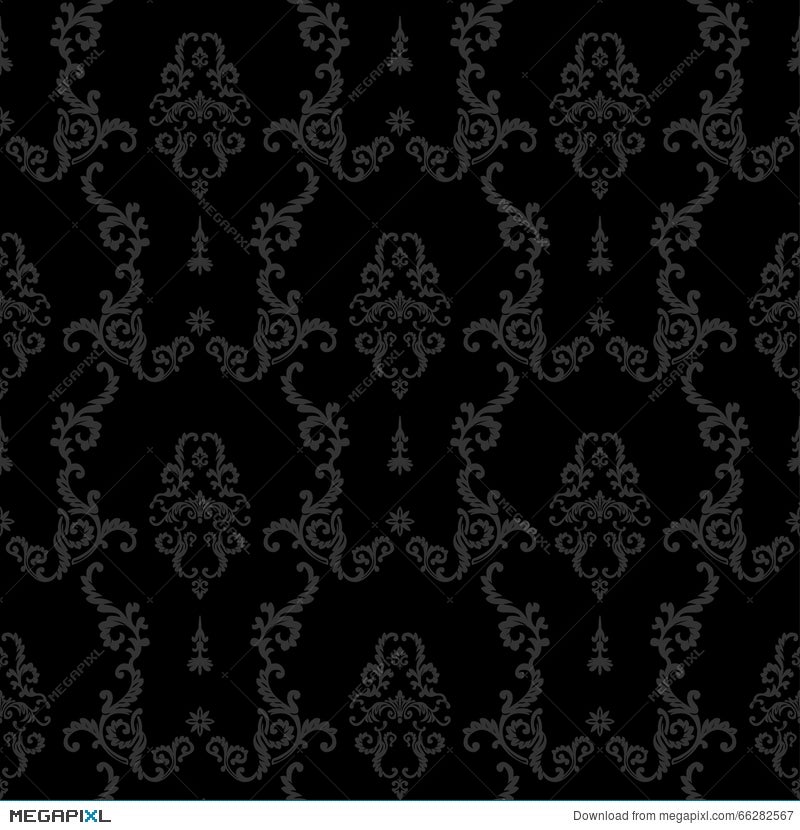 Black Seamless Vintage Background Baroque Floral Pattern Illustration 66282567 Megapixl