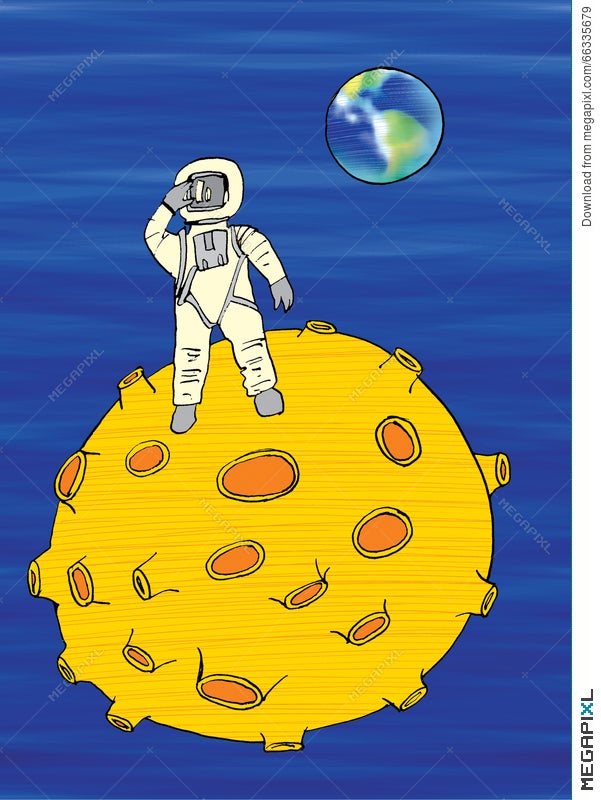 Man On The Moon, Cartoon Illustration 66335679 - Megapixl