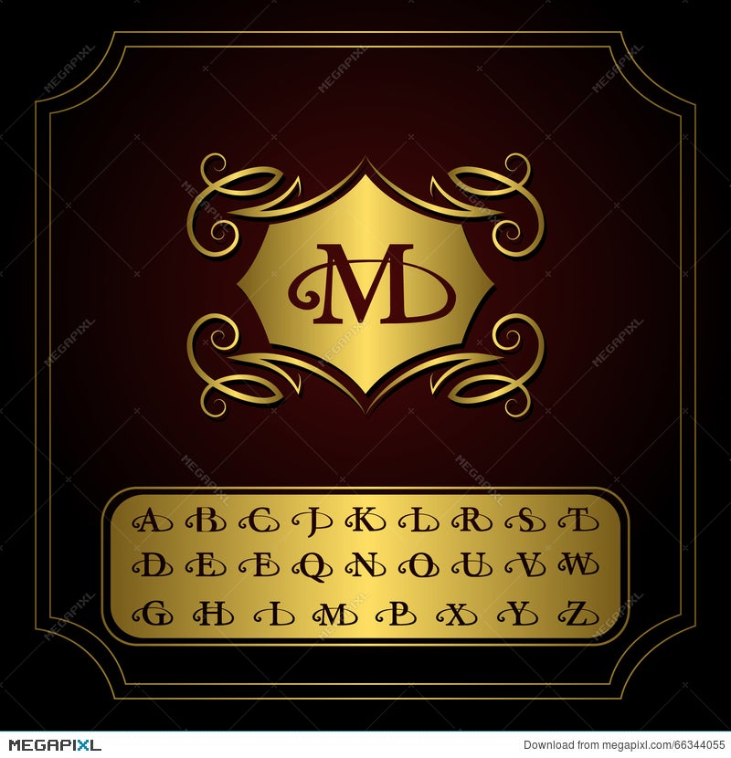 Vetor de Initial letter MF, overlapping elegant monogram logo, luxury  golden color do Stock