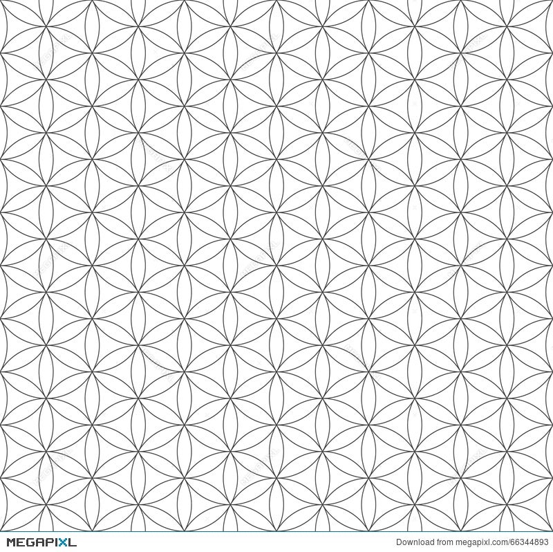 Black Outline Flower Of Life Sacred Geometry Pattern Illustration Megapixl