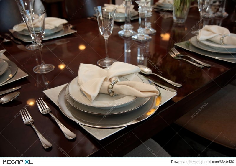 Formal Dinner Place Settings Stock Photo 6640430 Megapixl Formal Dinner Place Settings