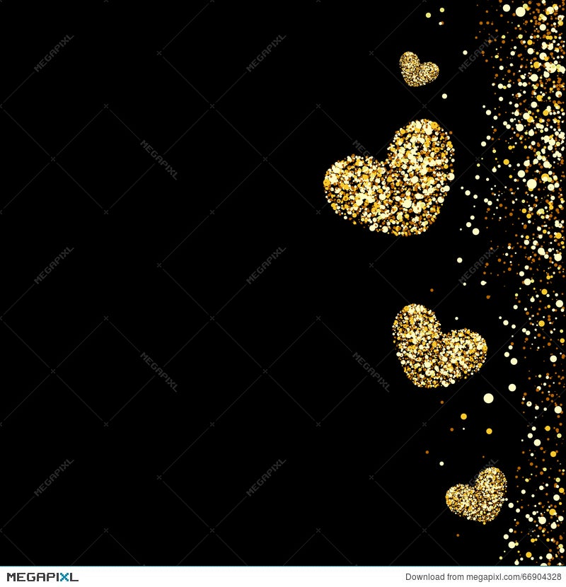 Gold Hearts On A Black Background Illustration 66904328 - Megapixl