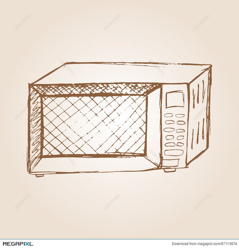 Sketch silhouette with oven microwave Royalty Free Vector