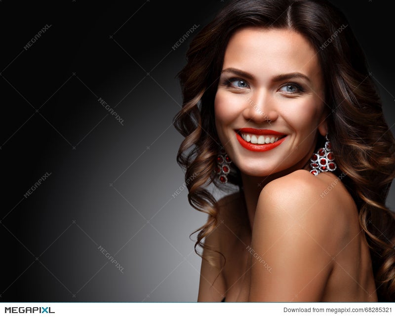 Beauty Model Woman With Long Brown Wavy Hair Healthy Hair And