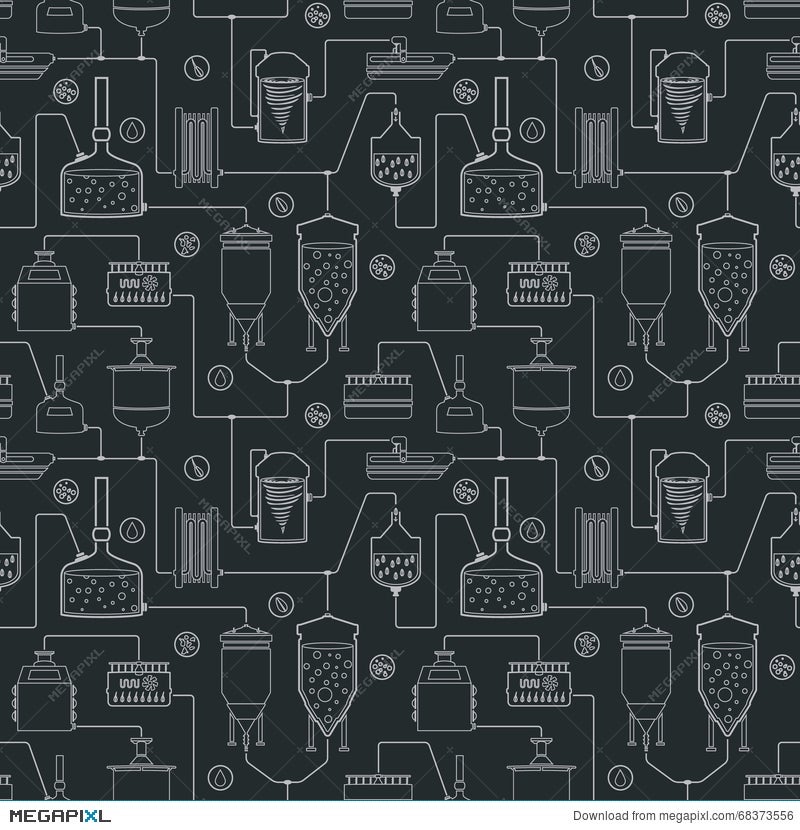 Seamless Background With Beer Brewing Process Illustration Megapixl