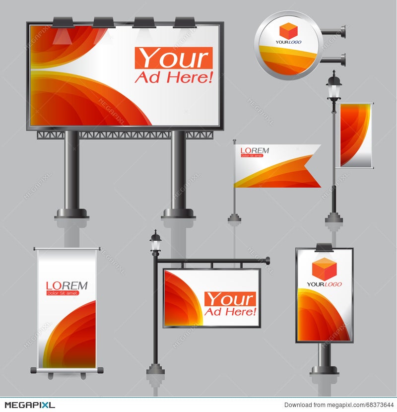 Vector Outdoor Advertising Design For Company With Color Circles Vector Outdoor Advertising Design For Company With Color Circles Elements Of Stationery Printing Media Light Box