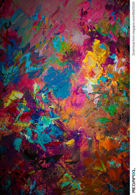 Colorful Original Abstract Oil Painting, Background Stock Photo 68425240 -  Megapixl