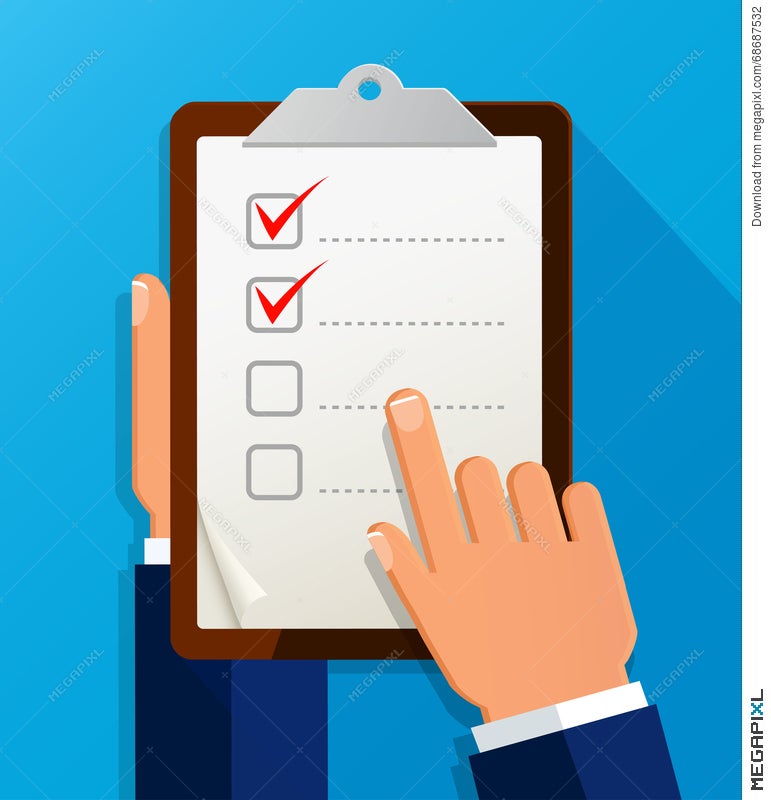 Businessman Holding Checklist Questionnaire Clipboard Task List Icon Flat Style Illustration Megapixl