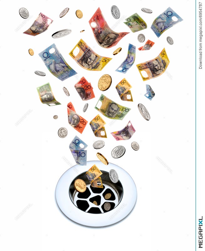 clipart of money going down the drain