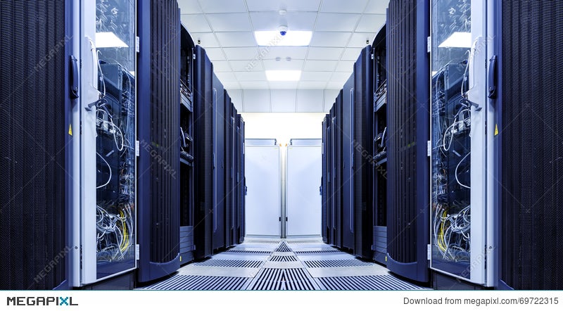 Server Room With Modern Equipment In The Data Center Black And White Stock Photo 69722315 Megapixl