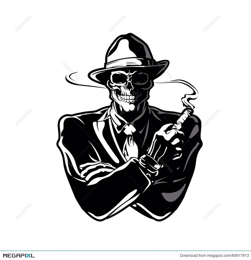 Gangster Skull Cartoon Illustration 69917913 - Megapixl