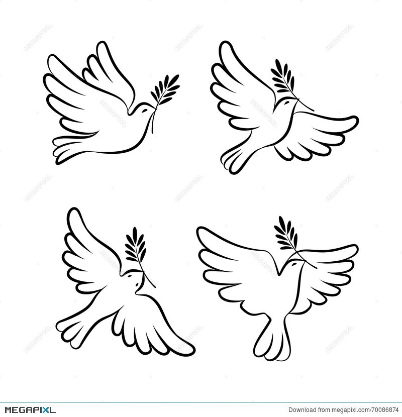Premium Vector  One continuous line drawing of dove of peace flying with  green olive twig bird and branch symbol of peace and freedom in simple  linear style pigeon icon doodle vector