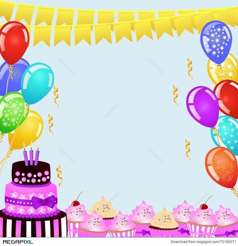 Birthday Party Background With Bunting Flags Balloons Birthday