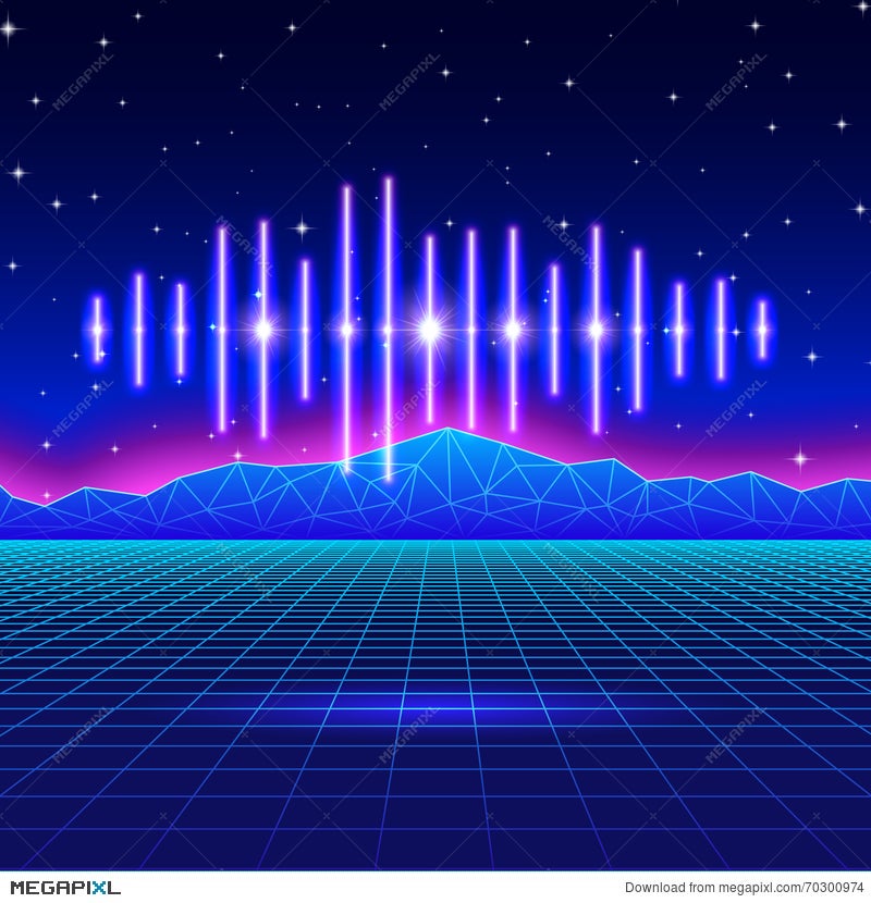 Retro Gaming Neon Background With Shiny Music Wave Illustration 70300974 -  Megapixl
