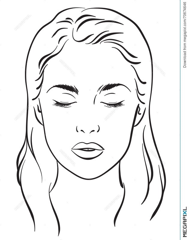 Beautiful Woman With Closed Eyes Face Chart Makeup Artist Blank Template Vector Illustration Megapixl