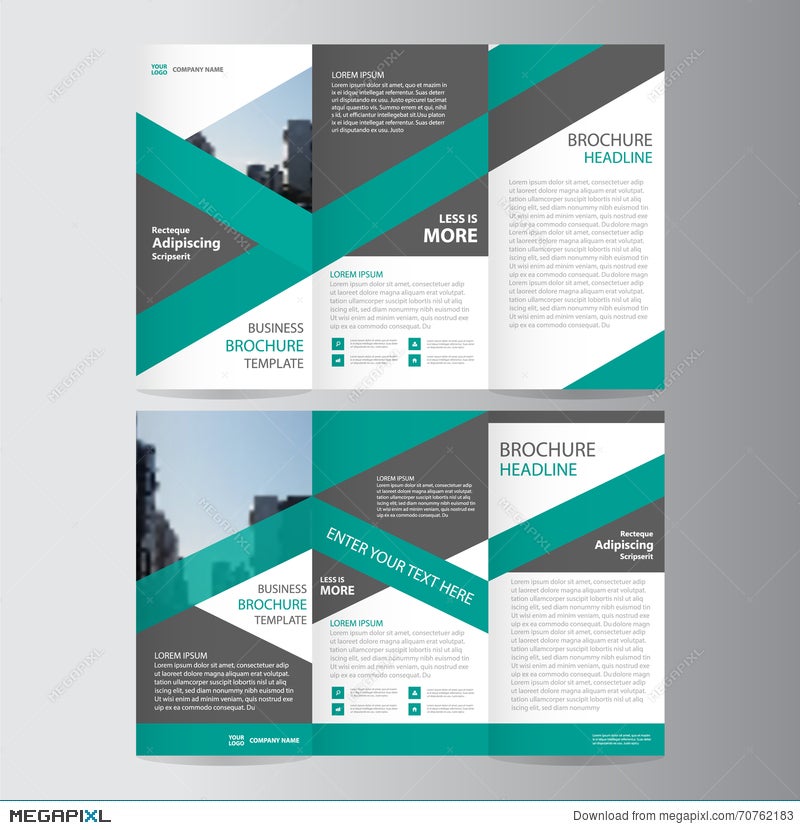 Green Trifold Annual Report Leaflet Brochure Flyer Template Design Abstract Layout Templates Illustration Megapixl