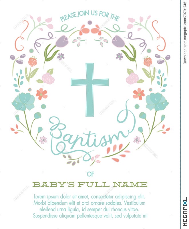 Floral Christening Baptism Birthday Invitation Invites Holy Communion Wreath